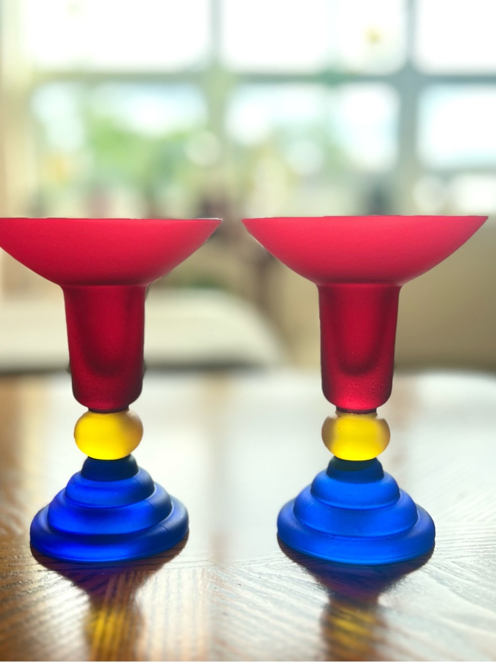 Postmodern Frosted Glass Candlesticks